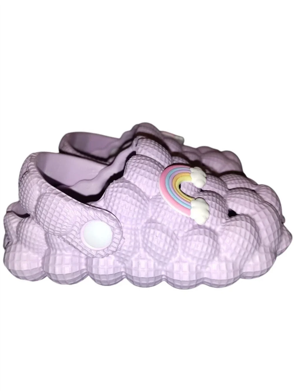 NWT First Steps Lavender Bubble Slides Clogs Rainbow Charms Size 5